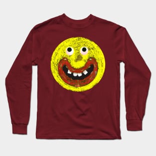Emoji Goofy Pixel Smile Face Long Sleeve T-Shirt